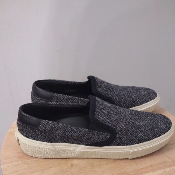 Saint Laurent Paris Gray Wool Black Leather Back Shoes Women's Sz 36 - Picture 3 of 10